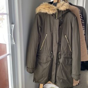 Zara Trafaluc outerwear khaki faux fur coat